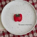 Miniature red velvet apple accessory with gold snowflake embroidery for Christmas DIY - Apple (1 Piece)