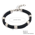 Men's 180mm black braided cord bracelet with polished stainless steel clasp - B15 Braided Rope / Black