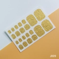 Glitter gold solid color toe nail stickers set with 22 shiny pieces for DIY pedicure - J009 Gold Glitter