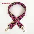 Detail of rose pink leopard print bag strap with polished gold metal swivel hooks - Rose Pink