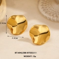 Golden irregular wavy round stainless steel earrings with polished finish and 2.5cm diameter - 2.5cm x 2.5cm / Gold Irregular Wavy Round (874)