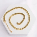 Retro 18K vergoldete Edelstahl-Panzerkette mit Karabinerverschluss und Verlängerung für Damen - Schlangenkette/Panzerkette / Gold