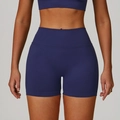 Damen Yoga-Shorts mit hoher Taille, nahtlos gestrickt in Dunkellila für Fitness und Sport - S / Marineblau
