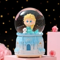 Luminous crystal ball music box with Elsa and Olaf figures on a blue castle base - Blue