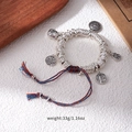 New Chinese braided bracelet with silver charms, Lucky Beast, and adjustable tricolor rope - L506-1 Lucky Cat