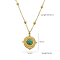 Collana vintage con amazzonite, pendente ovale verde e montatura dorata con trama radiale - Collana in amazzonite con motivo a raggiera