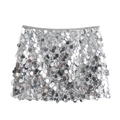 Mini-jupe à paillettes argentées avec de grandes paillettes et une coupe trapèze flatteuse - XS / Argent