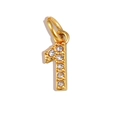 Macro shot of gold number 1 pendant with seven micro-pave white cubic zirconia stones - Number 1 / Gold