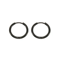 Detail shot of a pair of black circular stainless steel hoop earrings on a white background - 2.0*8mm / Black