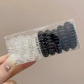 Set di elastici per capelli a spirale neri e trasparenti in una scatola di plastica - 10# Mix Bianco e Nero Scatola da 9