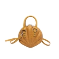 Modern bright yellow shell-shaped handbag with intricate 3D floral lace embossing - Brown