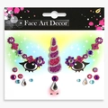 Unicorn theme face art stickers with pink and purple rhinestones and glitter for parties - Valentine Unicorn Forehead Chain