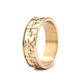 Anello in acciaio inossidabile dorato con finitura opaca e croce a rilievo retrò - US 7 / Oro (22303)