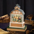 Lanterna natalizia a sfera d'acqua con Babbo Natale e renne in un ambiente rustico - Blu Manor Babbo Natale Volante (USB+Musica)