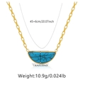 Handmade 18K gold-plated turquoise semi-circle necklace with 45+6cm chain specs - KN0120/Semicircle Turquoise Box Chain
