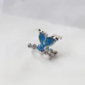 Pinza per capelli a farfalla in lega d'argento con glitter blu e strass brillanti - Coda di Sirena Blu da Sogno