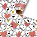 Gift wrapping paper rolls with red watercolor hearts and gold heart patterns - Multicolor Hearts