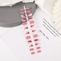 Pink and white floral press-on nails set Q007 with 20 pieces on a single runner - Q007 Pink White Flower