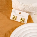 Polished gold finish stainless steel ear studs featuring minimalist letter N design - Letter N