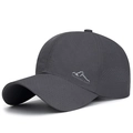 Dark grey quick-dry baseball cap with full mesh ventilation and mountain embroidery - Dark Gray
