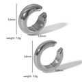Dettaglio con dimensioni e peso dei polsini per orecchie a C in acciaio argentato - Stile Liscio Argento (TE6420-S)
