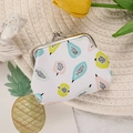 White fabric kiss-lock coin purse featuring colorful tropical fruit patterns - 3010 Kiwi Papaya