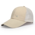 Cappellino trucker beige con rete bianca e ricamo R VOGUER sulla parte frontale - Cachi / Regolabile