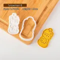 Snowman shaped cookie and fondant cutter set with embossing details for holiday baking - 3.7x7cm