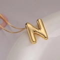 Minimalist gold-plated letter N balloon pendant necklace with delicate chain - Letter N