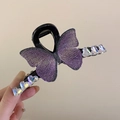 Pince à cheveux papillon élégante avec ailes en gaze violette et cristaux en forme de cœur - Pince Papillon à Ailes en Gaze Violette (57#) / L / Violet