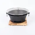 Mini barbecue hibachi giapponese con corpo in ferro e base in legno dimensioni - Stufa a carbone 26CM con tavola e rete standard