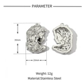 Polished silver stainless steel Medusa pendant with detailed dimensions and weight - VG718 / Silver (Pack of 3)