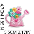 Macro shot of embroidered flower pot patch with dimensions 4.7x5.5cm for clothing - Colored Flower Pot (4号)