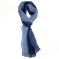 Elegant gradient blue chiffon long scarf with soft transition from dark to light tones - Gradient Blue