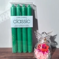 Pack of four 20cm green taper candles in clear PVC packaging for home decor - 4Pcs Set / Grass Green