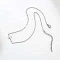 Minimalist silver stainless steel sideways cross necklace with adjustable O-chain link - Side Cross Style / Silver