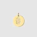 Pendant with letter S in gold finish and small diamonds for custom jewelry making - 14K Gold - S