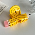 Pinza para el pelo creativa con forma de lápiz amarillo y purpurina brillante - 7.9cm / Amarillo