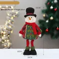 Retractable Christmas snowman doll with red green plaid clothes and black polka dot hat - Snowman