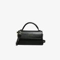 Classic black leather crossbody bag with top handle and gold FASHION & BAGS logo - Black