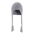 Winter knitted grey baby trapper hat featuring braided tassels and ear flaps for warmth - One Size (0-5 Years) / Gray