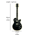 Retro E-Gitarren-Brosche aus schwarzer Emaille mit goldener Umrandung und Maßen - Schwarze Gitarre / Schwarz
