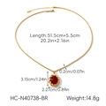 Detailed size specifications for gold twisted chain necklace with red gemstone pendant - Gold Red Stone Pendant Twist Chain Necklace (HC-N40738-BR)