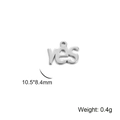 Silver stainless steel 'yes' charm pendant for DIY jewelry, size 10.5x8.4mm - YES Letter / Steel