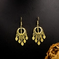 Ethnic gold bell earrings with hollow leaf tassels in bohemian style for women - E5765-13 Vintage Ethnic Teardrop Hollow