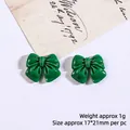 Green resin bow DIY accessories for Christmas crafts 17x21mm small holiday charms - Christmas Green Bow