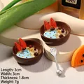 Miniature 3cm resin bowl dessert model with blue cream decoration for DIY crafts - Blue Jam Salad