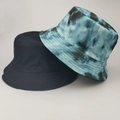 Reversible bucket hat featuring solid black and blue tie-dye patterns for summer sun protection - 5# (Blue Black Tie Dye + Black)