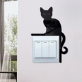 Autocollant mural chat en acrylique noir effet miroir pour décoration d'interrupteur - Chat assis(JM1104) / Taille S(10cm)