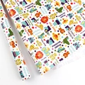 DIY children's birthday gift wrapping paper roll with cute cartoon animal patterns - Lion and Tiger / 50x70cm